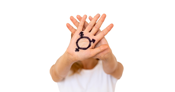 Hand with transgender sign